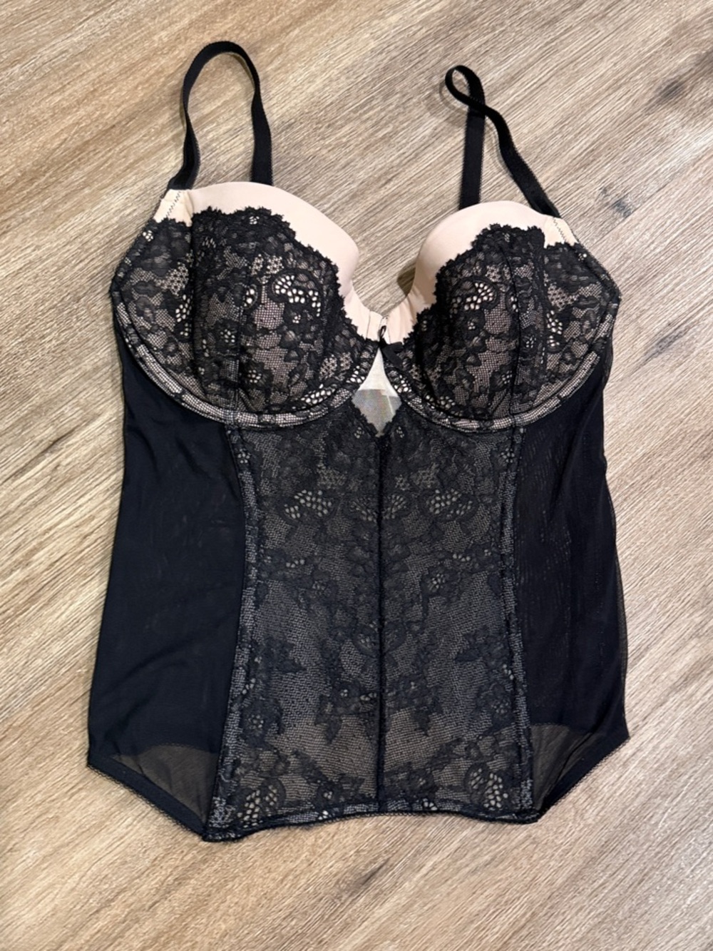 NWOT Victoria's Secret Black Lace Bustier Corset with Nude Cups